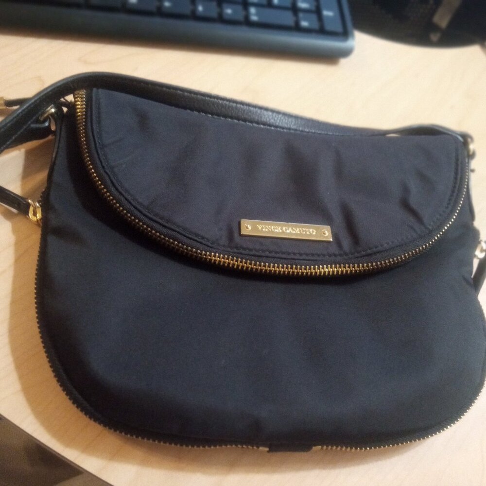 Vince Camuto Black with Gold zipper handbag
